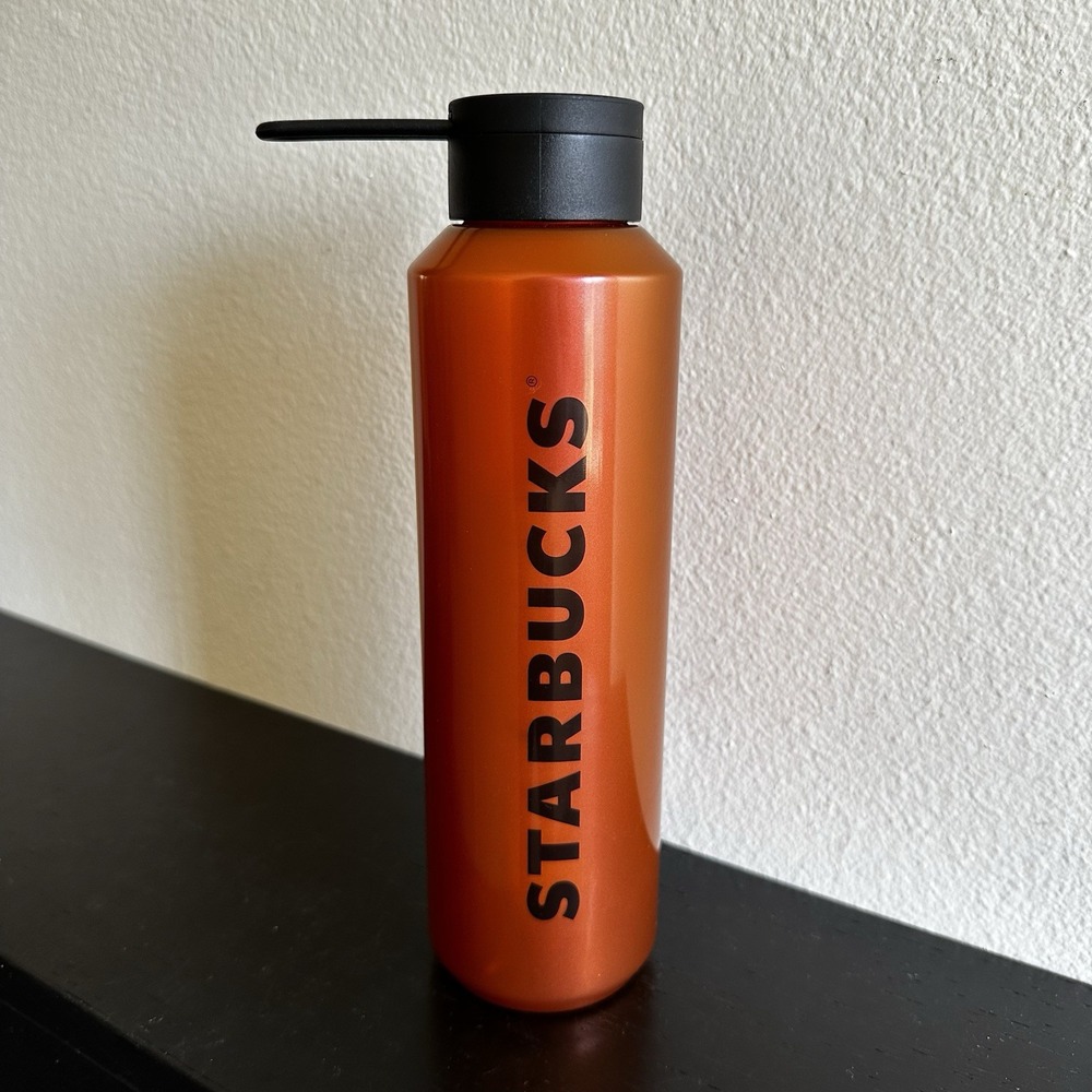 Starbucks 24oz Metallic Copper Orange Cold Cup Tumbler with Straw NEW 011148669